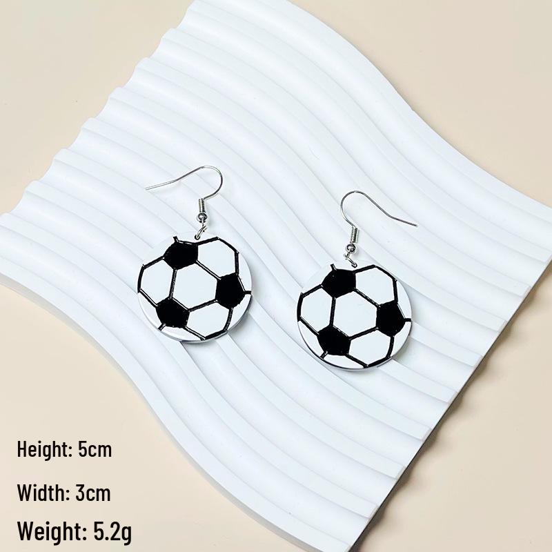 

World Cup Football Lightning Earrings: Creative Acrylic Pendant Studs in Qatar-Inspired European American Style for Women