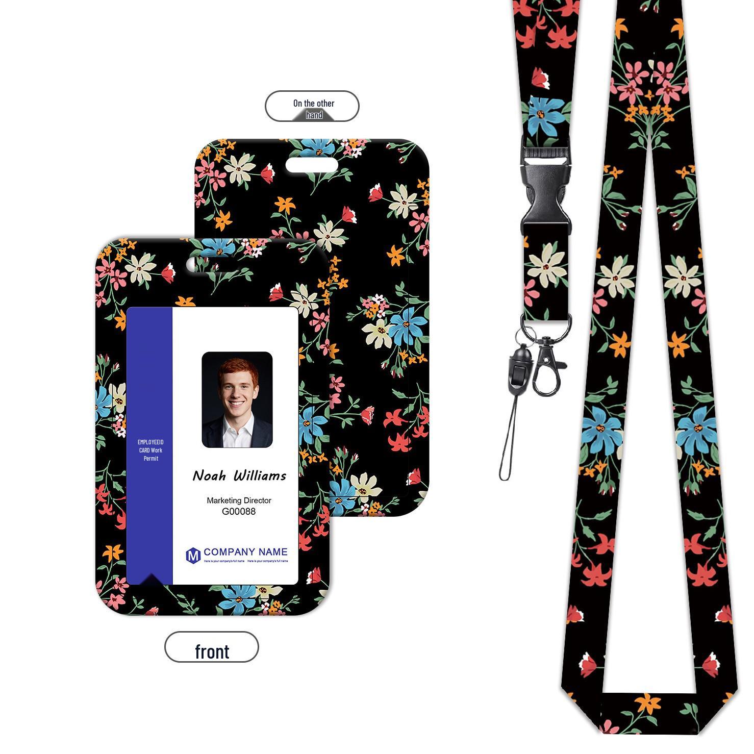 High-Quality UV Printed ID Card Holder - Scratch-Resistant, Hard Shell, Lanyard for Employee or Student Badges and Bus Cards.