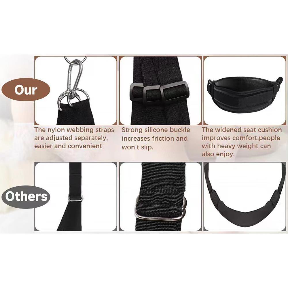 SM Erotic Toy: Third-Gen Leather Plush Door Swing Cushion with Split Leg Strap.