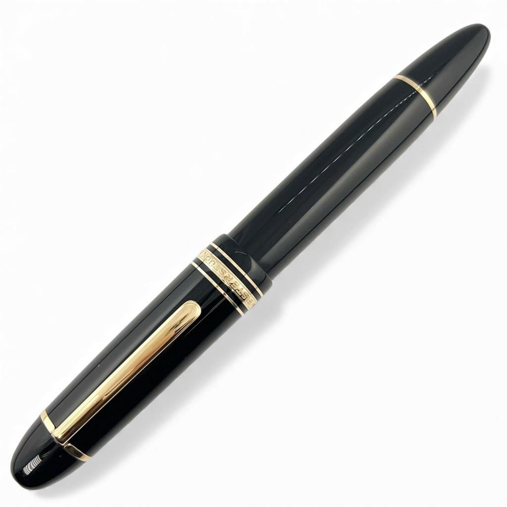 Great MONTBLANC fountain pen Meisterstück 149 white star Black gold 14K mens Used