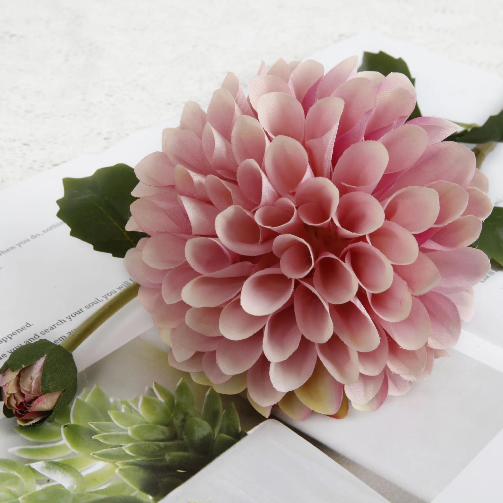 5 шт. Искусственные 2 головки Георгин Хризантема Шелковый Цветок для Домашнего Декора Свадебное Цветочное Оформление Вечеринки Искусственный Георгин Цветочный