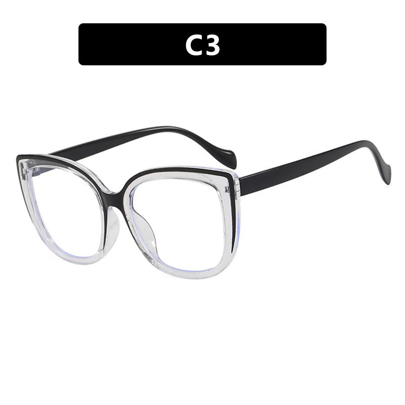 European and American color matching square large frame cat eye anti-blue light glasses frame plain retro glasses frame Internet celebrity fashion