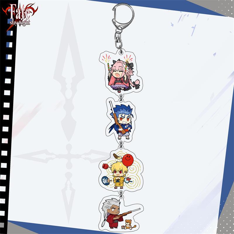 Fate Grand Order Game Anime Peripheral Keychain Emiya Altria Kawaii Long Chain Backpack Pendant Decoration Key Ring Collect Gift