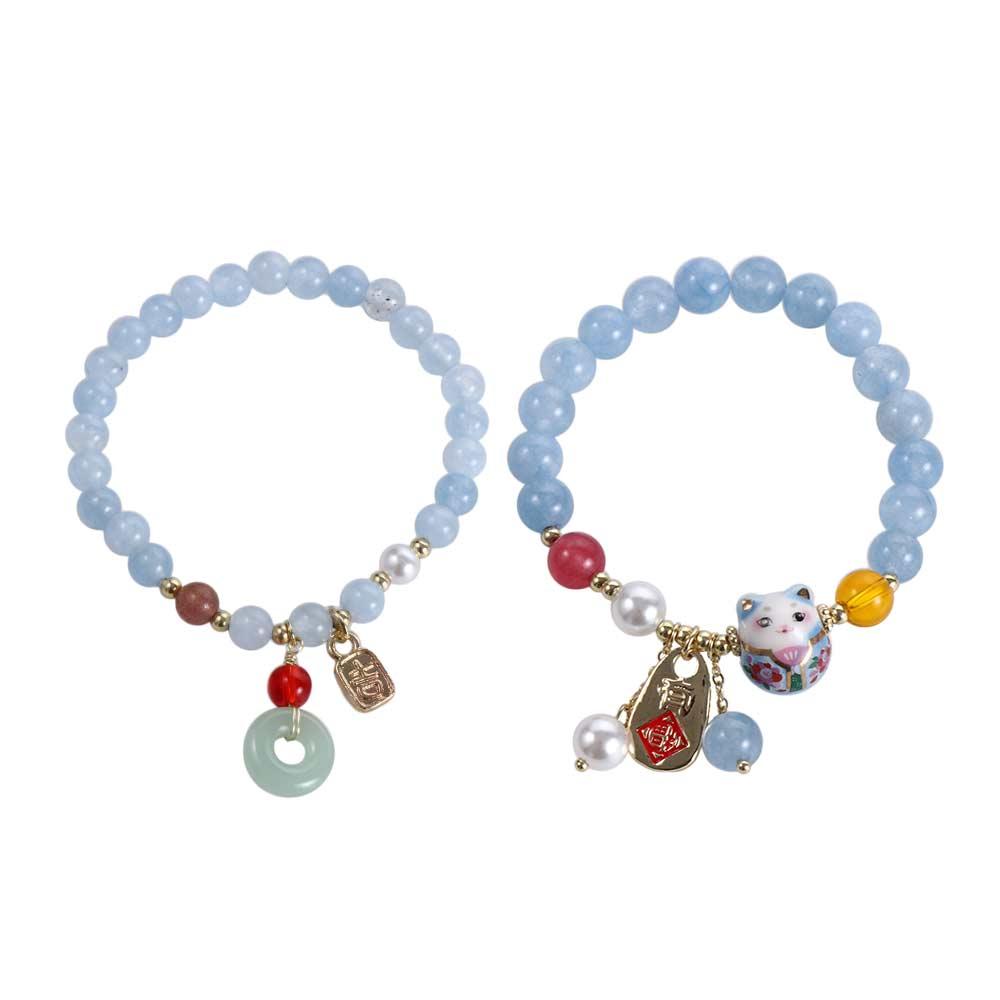 Bangles Blue Crystal Korean Style Bracelets Bead Bracelets Stone Bracelets Female Hand Chain