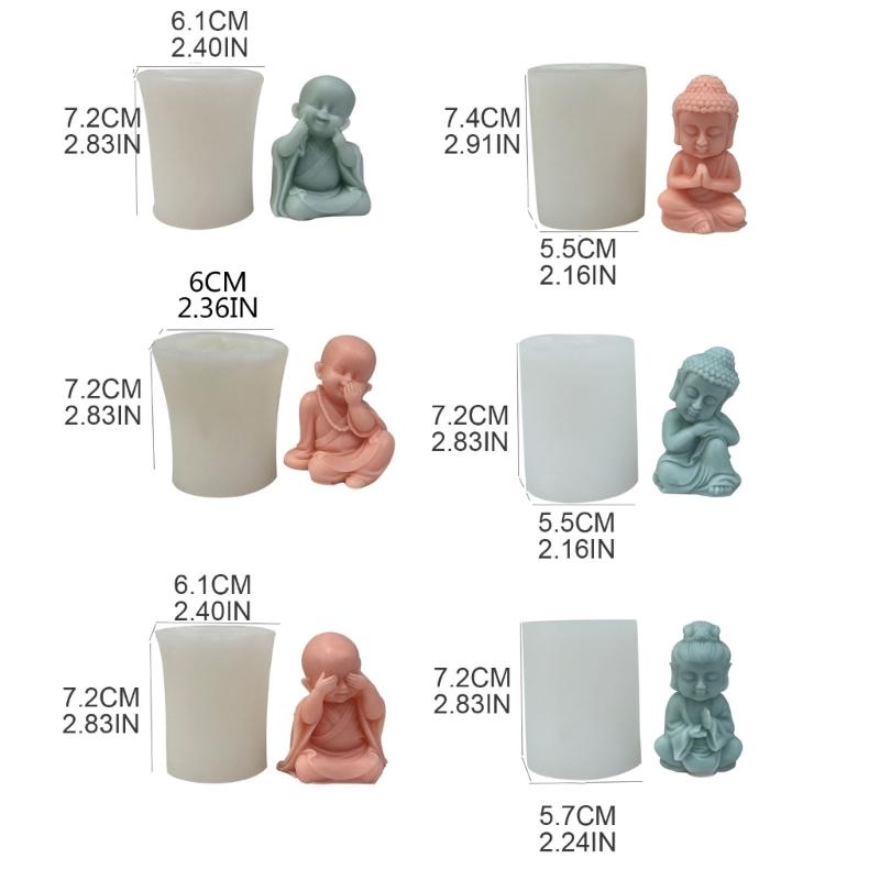 Buddhas Monk Shape Silicone Molds DIY Epoxy Resin Molds Table Ornament Mould Candle Plasters Making Tool Easy-to Clean