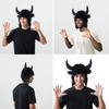 Funny Plush Hat With EarFlaps Bull Horn For Winter Outdoor Activity Cold Weather Head Protectors Halloween Headpiece