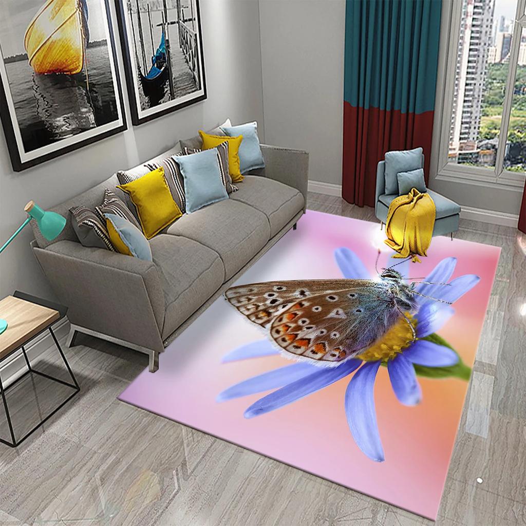 3D Colorful Butterfly Flower Carpet Entrance Door Mat Indoor Carpets Bedroom Decor Living Room Floor Mats Bathroom Non-slip Rug