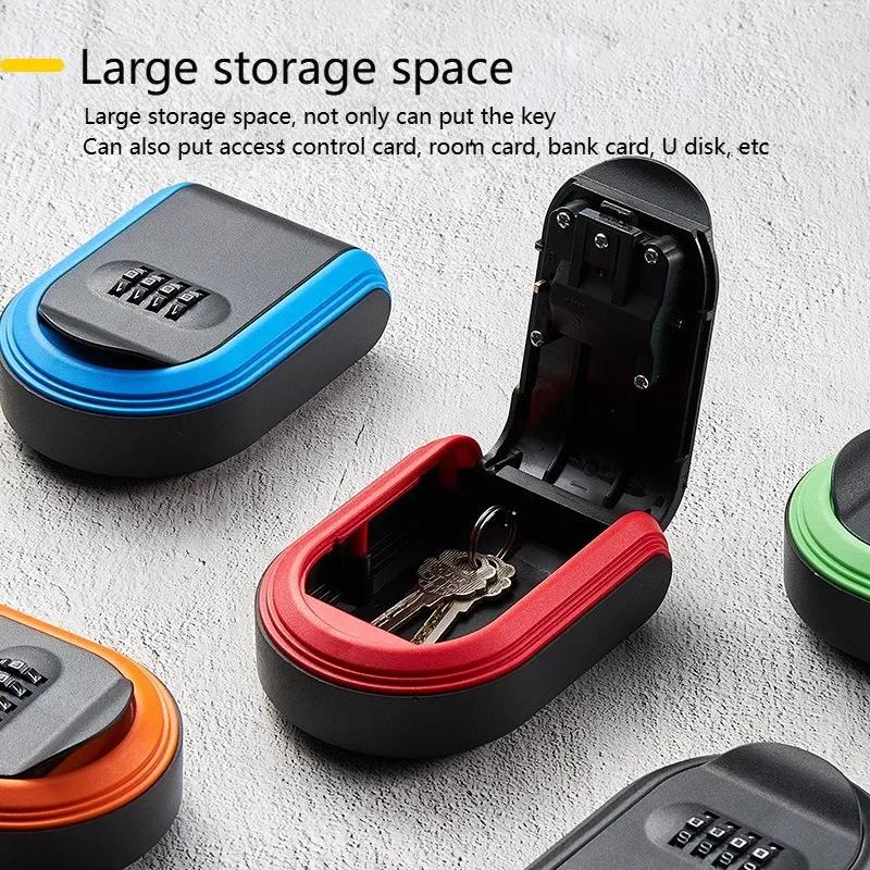 Wall Mount Key Lock Box, 4 Digit Password Code, Security Lock, No Key for Home Office, Safe Secret Storage Box Organizer