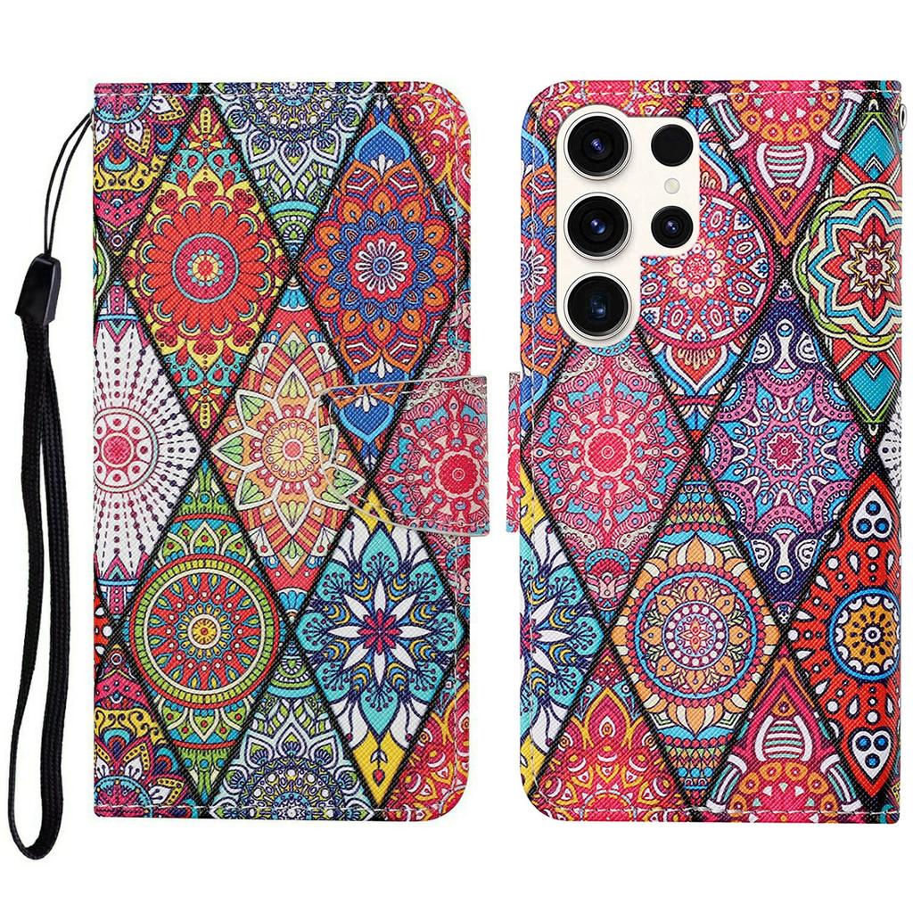 For Samsung Galaxy S25 Ultra Case Pattern Printing Protective Leather Folio Phone Cover