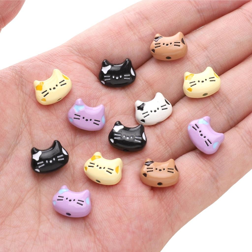 [12X9mm] 1pc Alloy Cat Beads Color Cute Kitten Beads Accessories DIY Jewelry Accessories