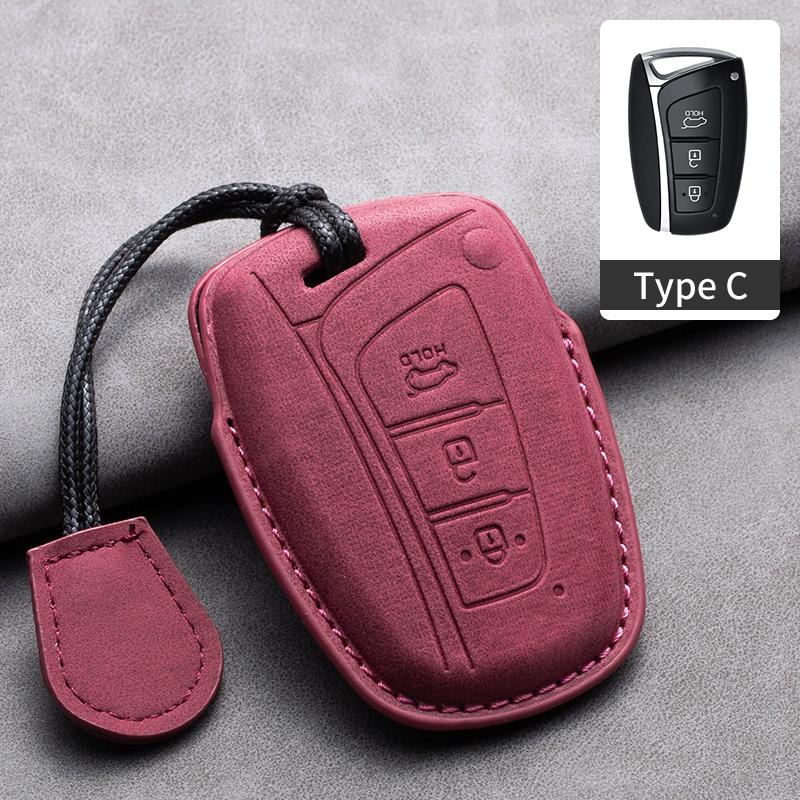 Leather Car Key Case Cover Shell For Hyundai Grand Santa Fe 3 DM I30 IX35 Ix45 Encino KONA Solaris Azera Grandeur Creta 2 Kona
