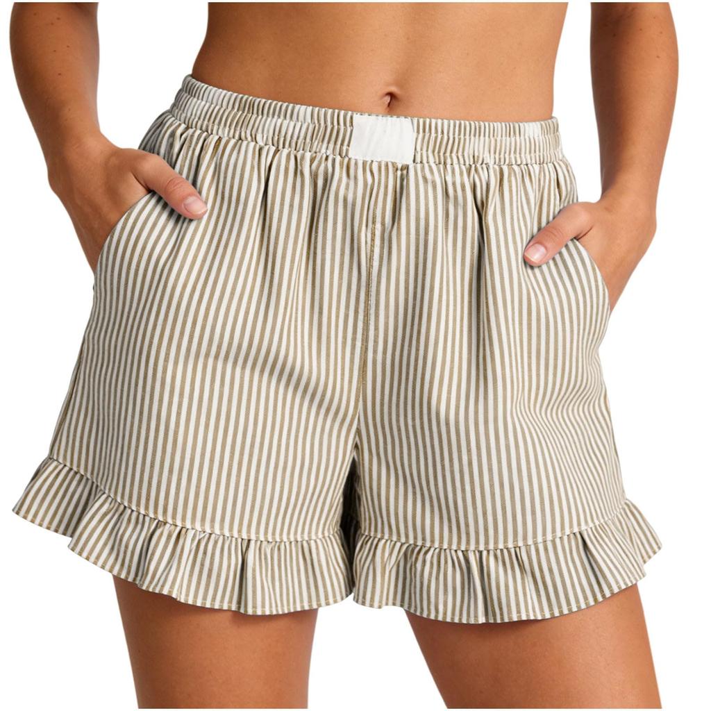 Shorts For Women Striped  Casual Summer Loose Pocket Shorts