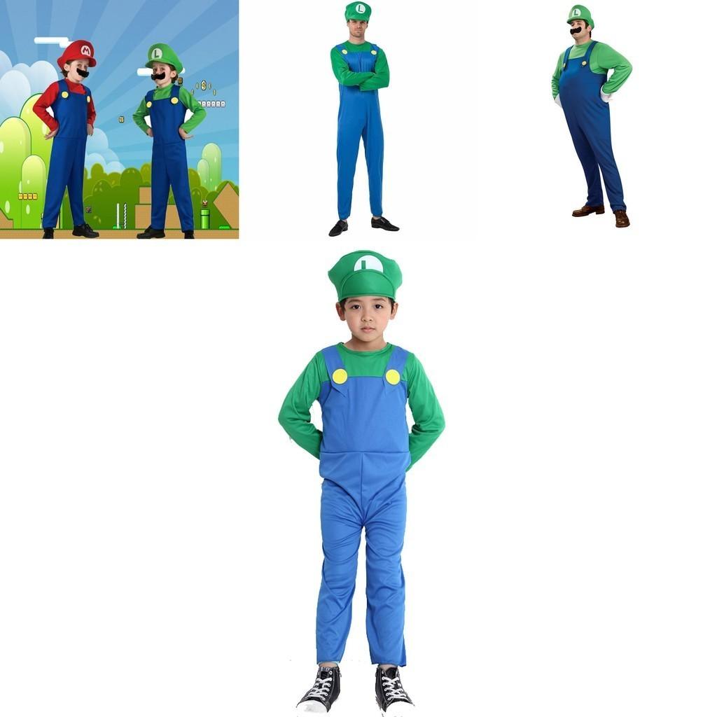 Costume Super Mario Bros Luigi Pour Enfants Et Adultes Robe Cosplay Corps Entier Respirante Avec Une Fabrication Exquise