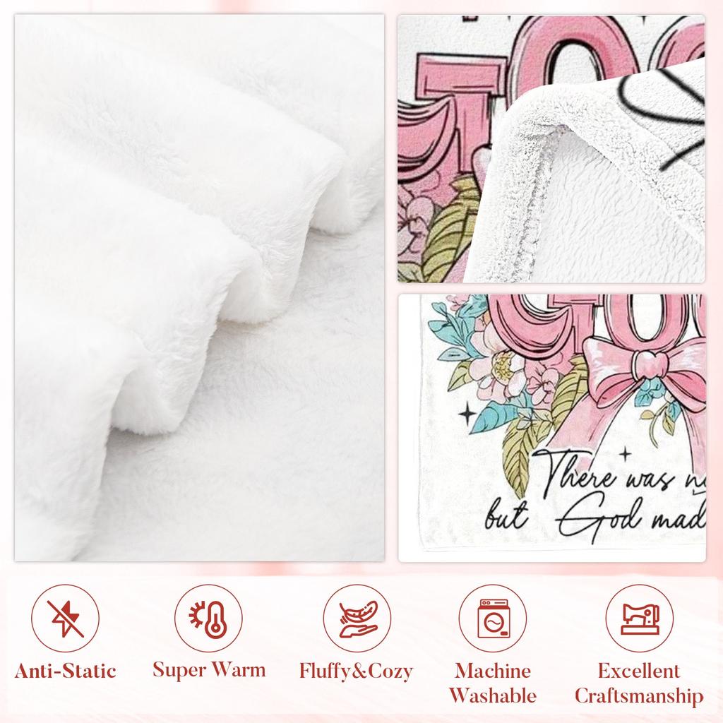 1pc But God Flannel Blanket, Floral Scripture Design Print, Polyester, All Season, Home Travel Picnic Camping, Machine Washable