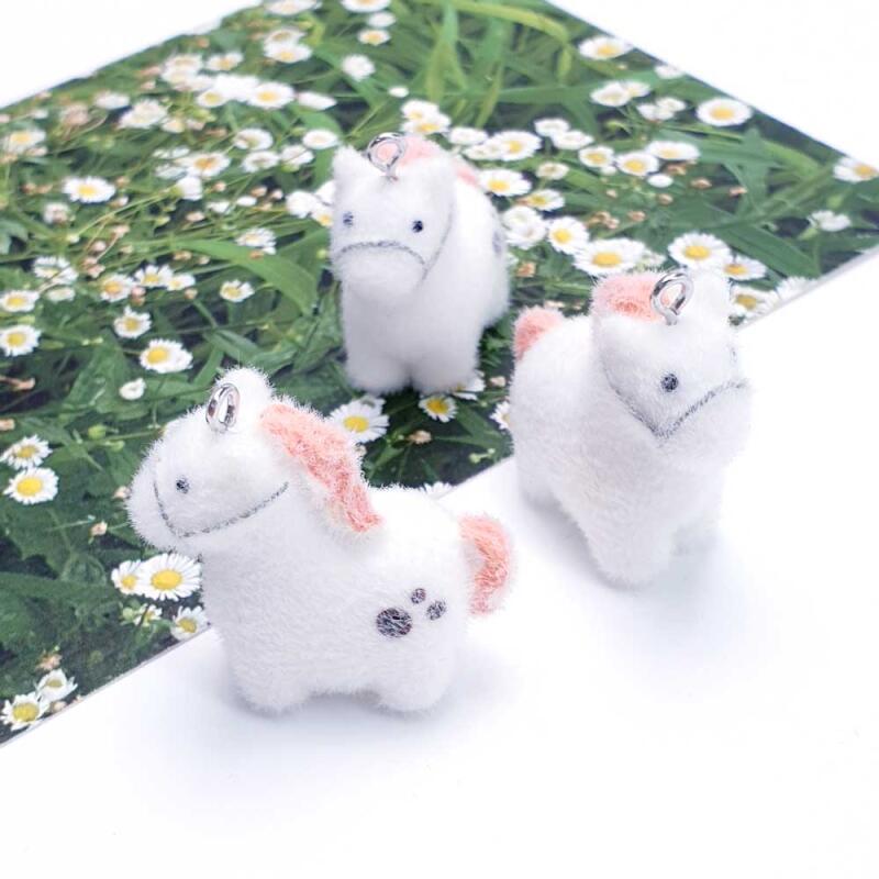 Flocking Fluffy Animal Horse Keychain Pendant Accessory Accessories