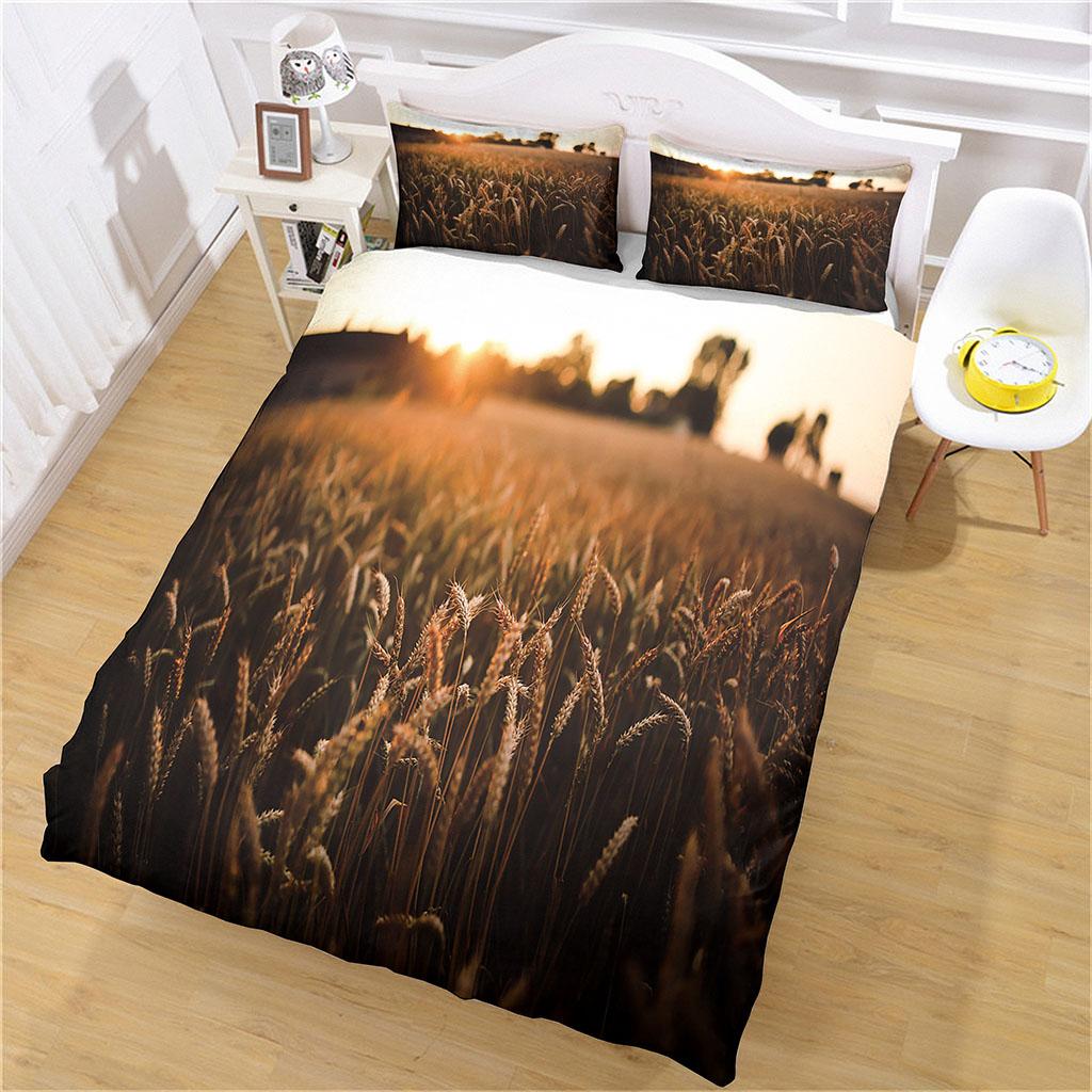 3D Golden Wheat Field Landscape Duvet Cover Collection Single Twin Double Queen King Size With Bed Linen Collection Quilt Cover Pillowcase
