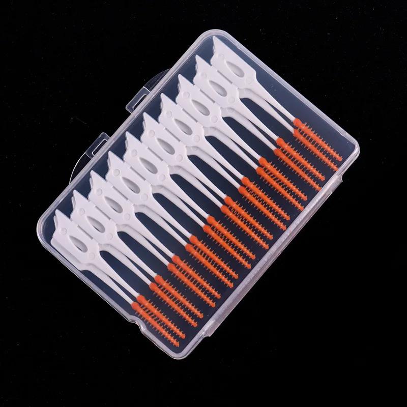 Interdental Silicone Brushes 20 Units Dental Toothpicks Brush Between Teeth Silicone Toothpicks With Thread Oral Cleaning Tools