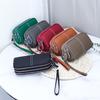 Genuine Cowhide Leather Women's Wallet 3-Layer Zipper Clutch Bag Wristlet Purse Card & Phone Holder