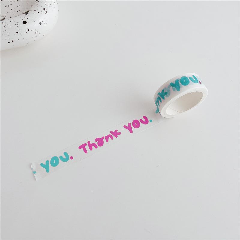 5m Washi Tape Korean Ins Style Cartoon Dog Face English Letters Decorative Paper Tape Removable for Journaling