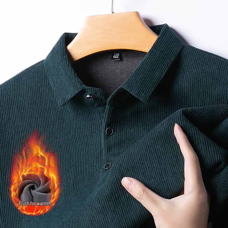 Мужской свитшот из европейского хлопка-флиса Woodpecker - Плотный с длинным рукавом однотонный отложной воротник зимний базовый слой L for 120140 lbs 3190₽