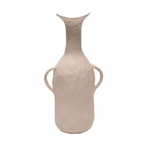 Hestia Tapered Metal Vase with Handles - White
