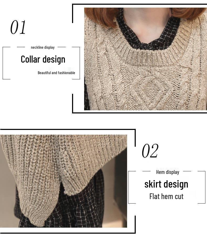 Fashionable Women's Knit Sweater Vest and Skirt Set, Loose Plus Size, Autumn/Winter, Slimming Design