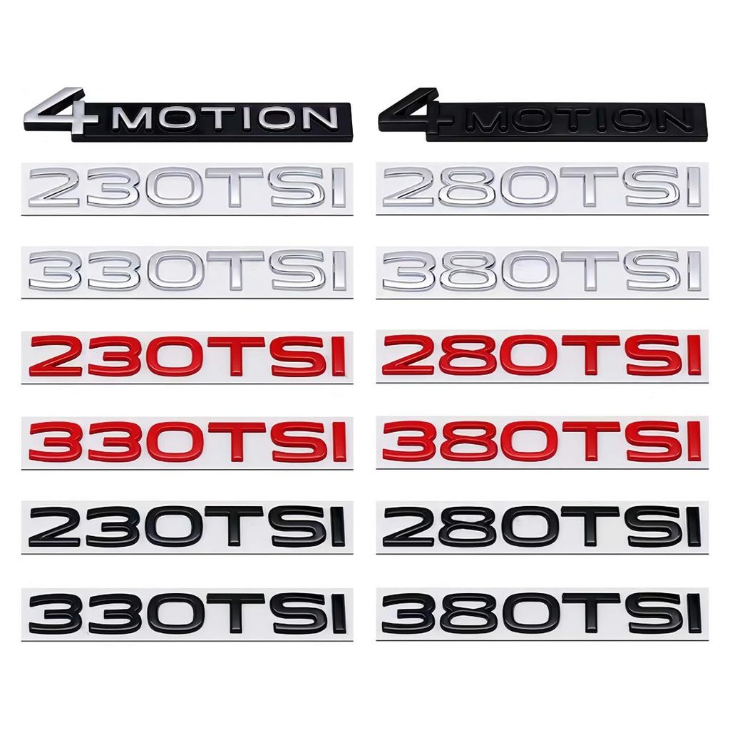 3D Metal 4MOTION 230TSI 280TSI 330TSI 380TSI Logo Badge Sticker Car Rear Trunk Emblem Decal