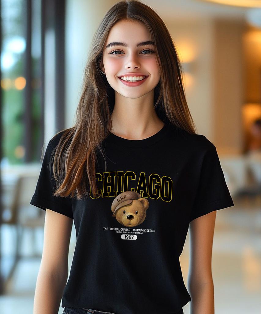 ONEHUNDREDPERCENT FOR WOMAN Ohpxdreamday Chicago Teddy No.2 Women'S Basic Short Sleeve T-Shirt