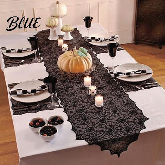 Spider Web Table Runner Runner Black Lace Gothic Decoration Cobweb for Halloween Dining Event Props