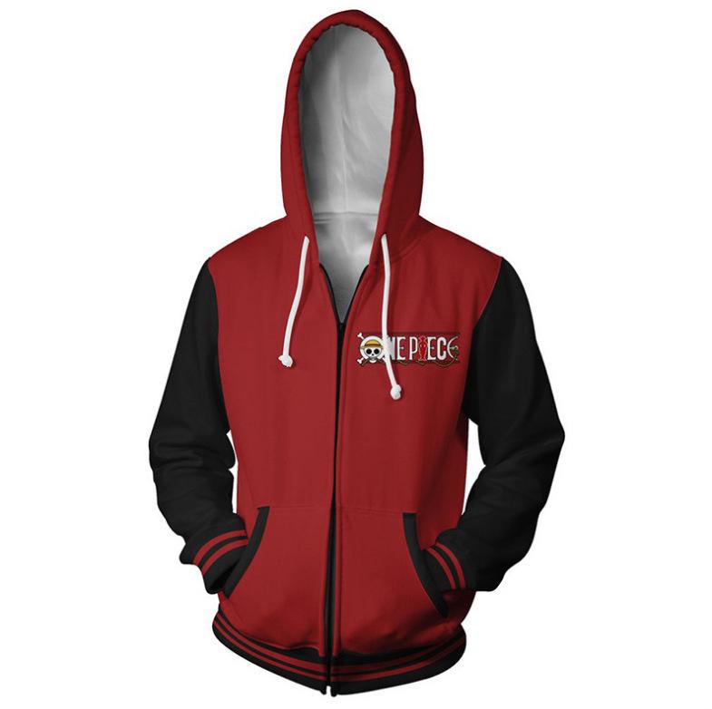 2021 One Piece Anime 3D Print Zipper Hoodie for Men