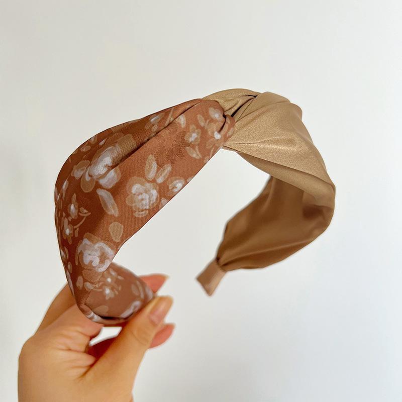 Women Girls Silk Satin Tiedye Flower Knot Hairband Headband Adult Hair Accessories Hair Jewley