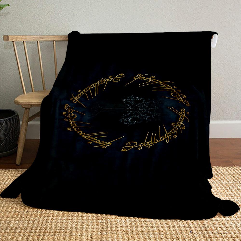 1pc One Ring, Elvish Script, Tree of Gondor  - Throw Blanket, Soft, Flannel Blankets, Living Room,  All Seasons Use-1021211