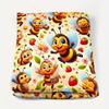 1pc Whimsical Bee Cartoon Fleece Throw Blanket Cozy Reversible All-Season Flannel with Vibrant Digital Print for Sofa & Room