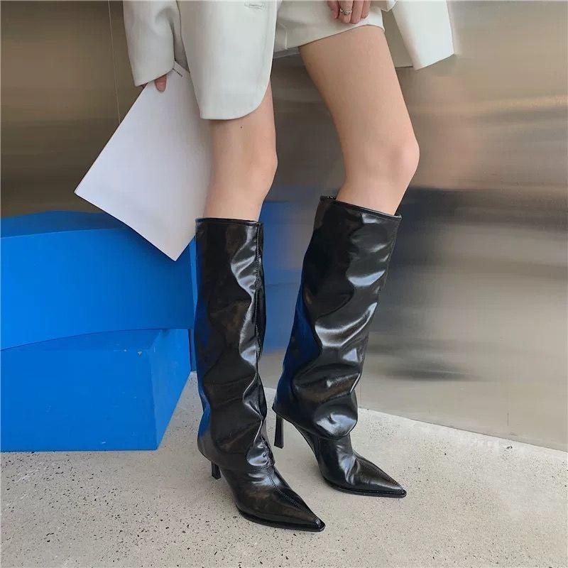 But knee boots high boots Internet celebrity European and American style pants boots women's high heel thin heel boots 2025 new versatile pointed