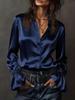 Elegant Women's Long Sleeve Silk Satin Shirt