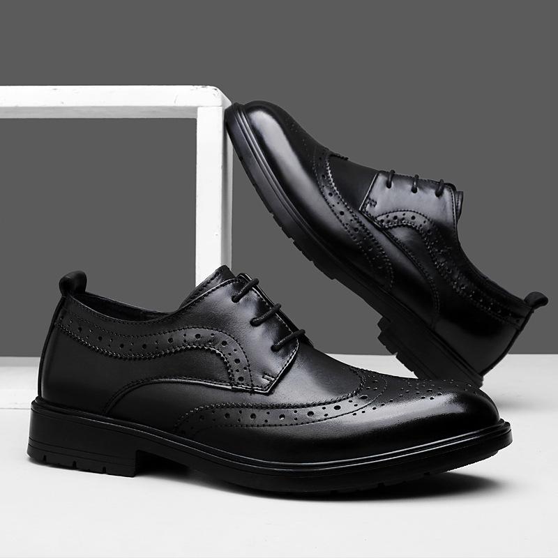 Leather Shoes Men's British Casual Trend Business Dress Engraved Youth Suit Wedding Shoes Crocodile Pattern Men's Shoes