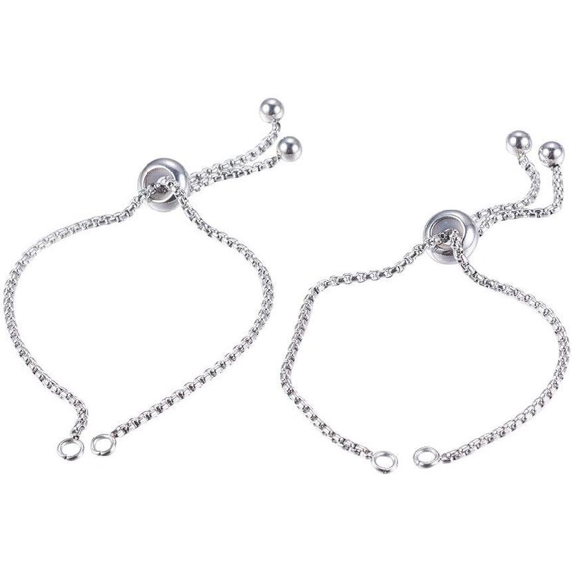 UNICRAFTALE 10pcs 9"(230mm) Stainless Steel Adjustable Slider Bracelet Metal Bracelet Chain Slider Bracelet Extender Chains with Ball Ends for Women