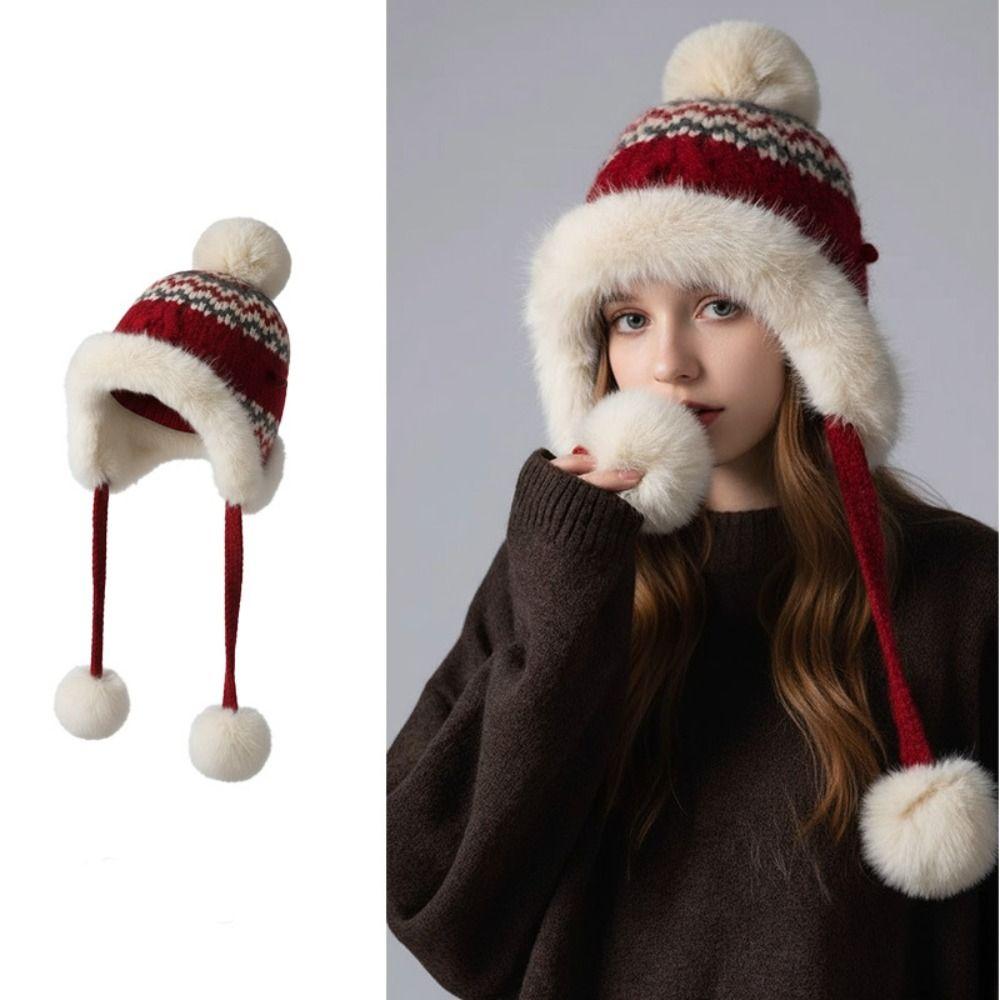 Ethnic Style Fair Isle Style Beanies Warm Lei Feng Hat Casual Jacquard Knitted Hat Winter
