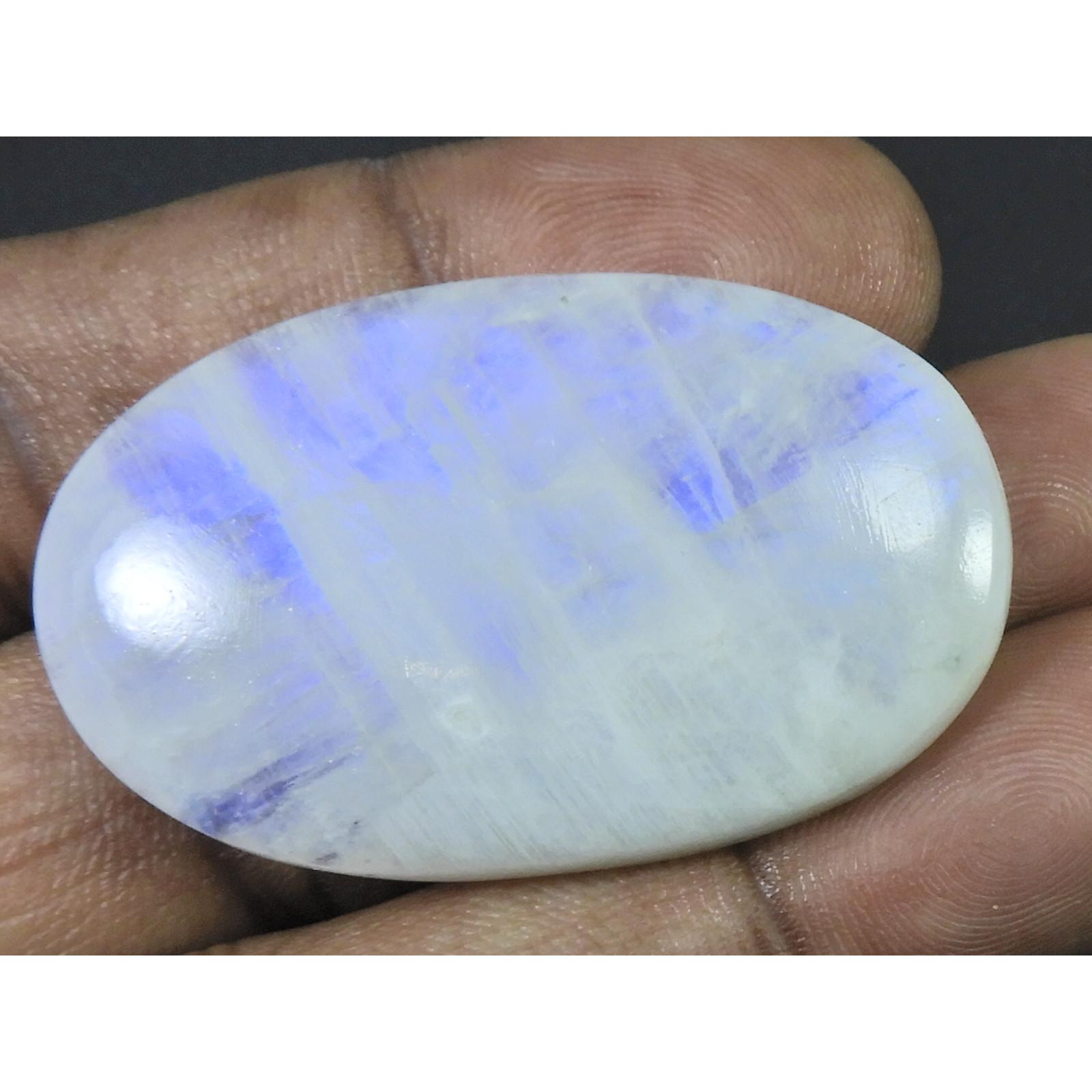 28X46X06 MM Natural Rainbow Moonstone Oval Cabochon Loose Gemstone 83Cts. C-1600