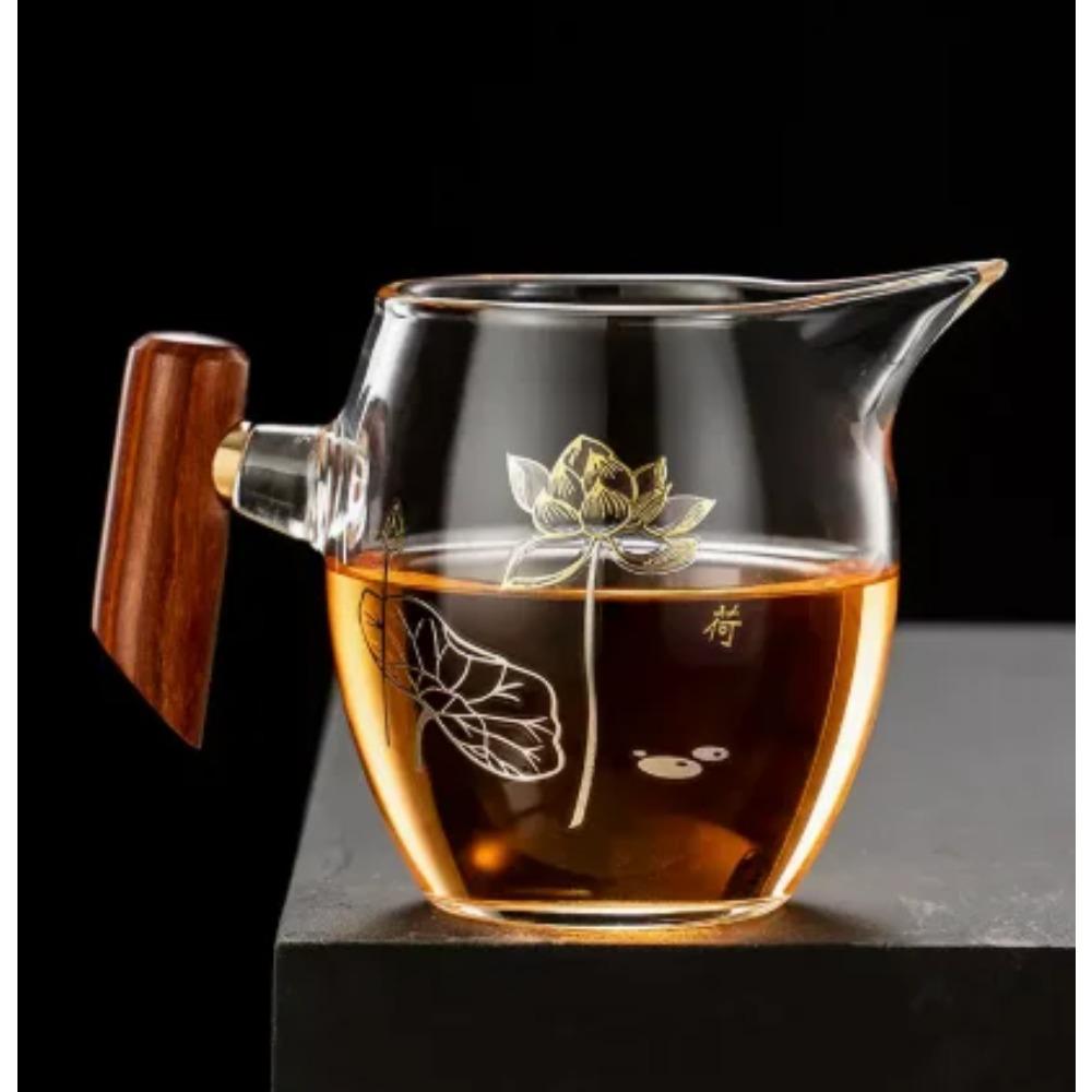 Thickening Glass Teapot Wooden Handle Kettle Justice Cup Kung Fu Tea Set Tea Distributor Teacup Teakettle Water Bottle Teaware