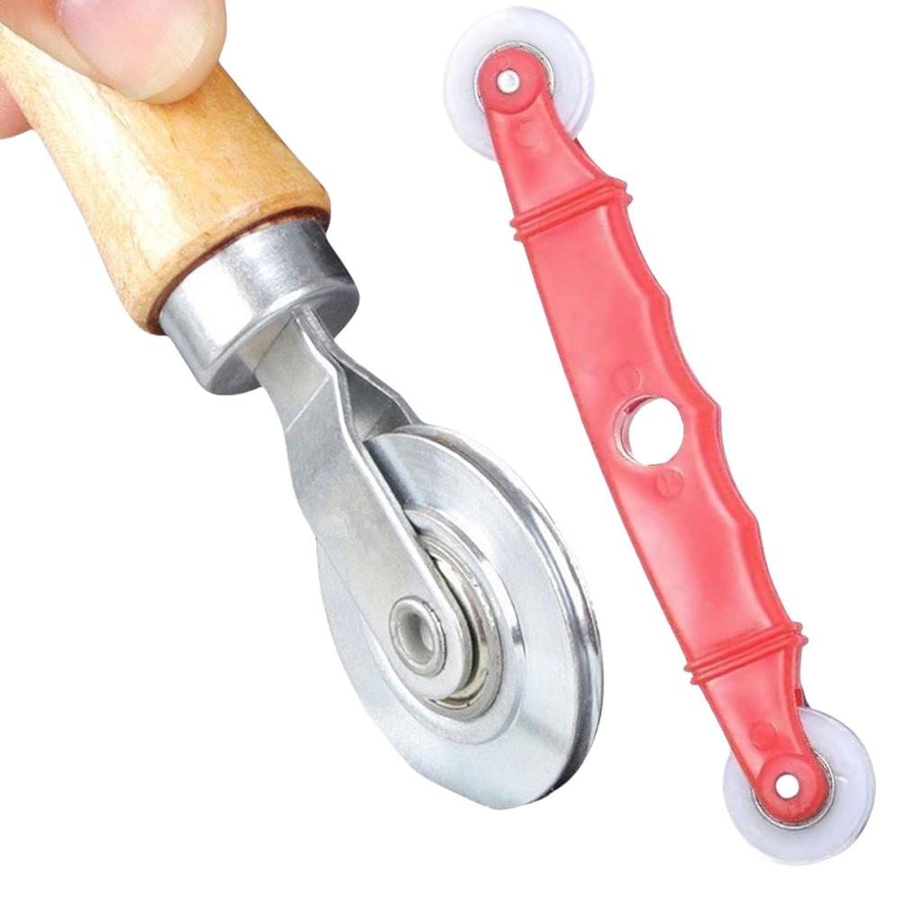 Wooden Handle Steel Wheel Rolling Tool For Double Window Installation Durable Screen Door Hand Spline Roller