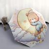 1pc Bear on the Moon Automatic 3-Fold Umbrella Design, Cute Cartoon Pattern, Portable Outdoor Umbrella, Perfect, Holiday Gift for fans.J007