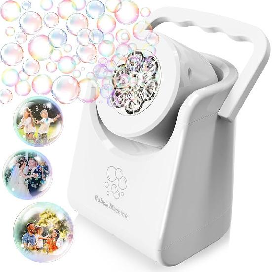 Bubble Machine Automatic Bubble Blower for Kids Batteries Operated Portable Bubble Maker Electric Bubble Machine Adjust Angle by 90° Indoor Outdoor