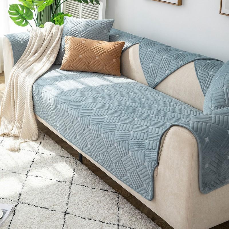 Simple Modern Sofa Cushion Plush Embroidery Winter Non-slip Fabric Seat Cushion Nordic Four-season Universal Sofa Cover Towel