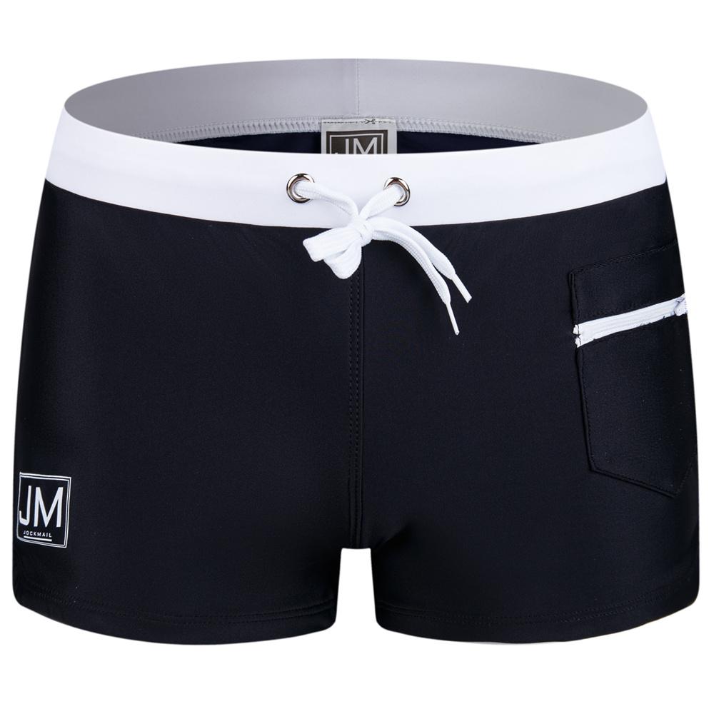 Bademode JOCKMAIL Color Block Herren Low-Rise Boxer Badehose Rutschfester Kordelzug Dehnbares Nylon-Elasthan mit Reißverschlusstasche