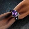 Romantic 18K Black Gold Plated Promise Band Ring Wedding Purple Heart Cubic Zirconia Rings for Women