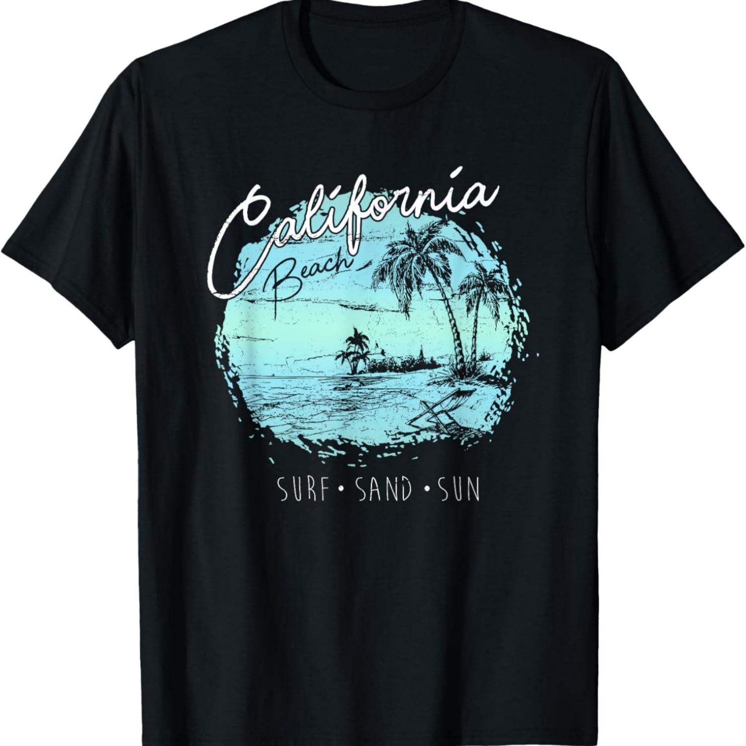 

California Beach Vintage Surf Summer Surfer Gift T-Shirt XXXXXL чёрный
