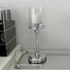 Abnehmbare Metall-Glas-Kerzenhalter Transparente Säulenförmige Nordische Glas-Kerzenständer Runde Basis Tischdekorationen