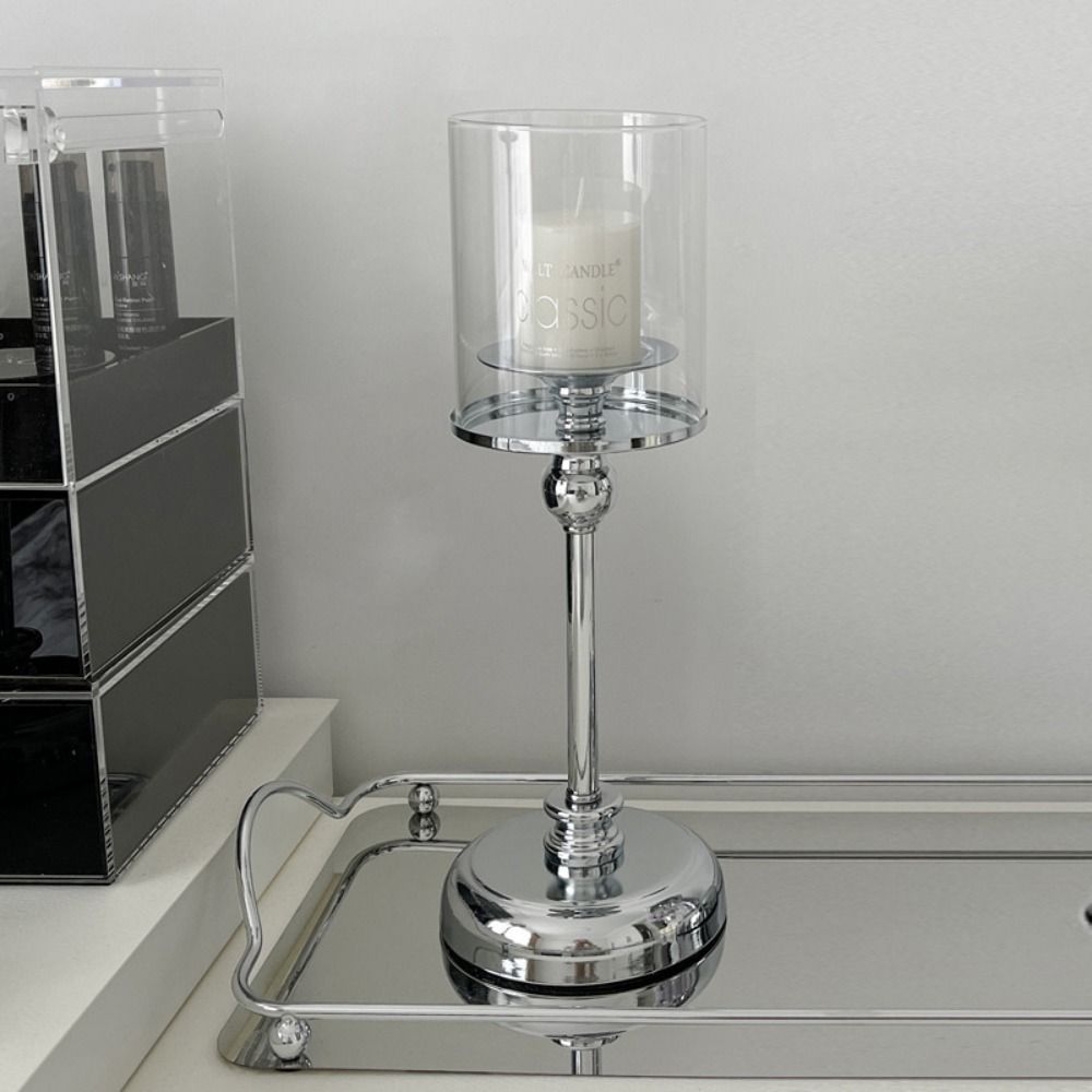 Abnehmbare Metall-Glas-Kerzenhalter Transparente Säulenförmige Nordische Glas-Kerzenständer Runde Basis Tischdekorationen