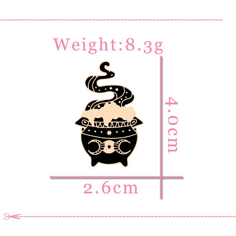 Witch Magical Stove Brooches Cartoon Creative Pins Bag Shirt Denim Lapel Pin Custom Badges Fashion Jewelry Gifts for Women Kids